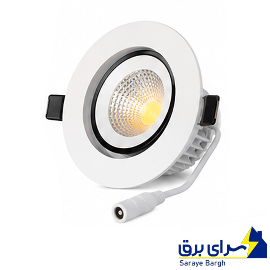 خرید چراغ سقفی توکار گرد متحرک 7 وات پارس شعاع توس مدل COB