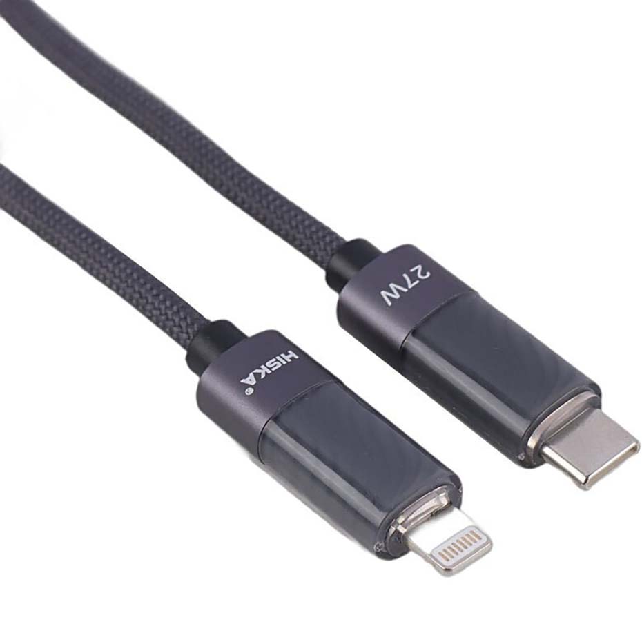 مشخصات کابل شارژ تایپ سی به لایتنینگ هیسکا مدل HISKA LX-821CL USB-C to Lightning 27W