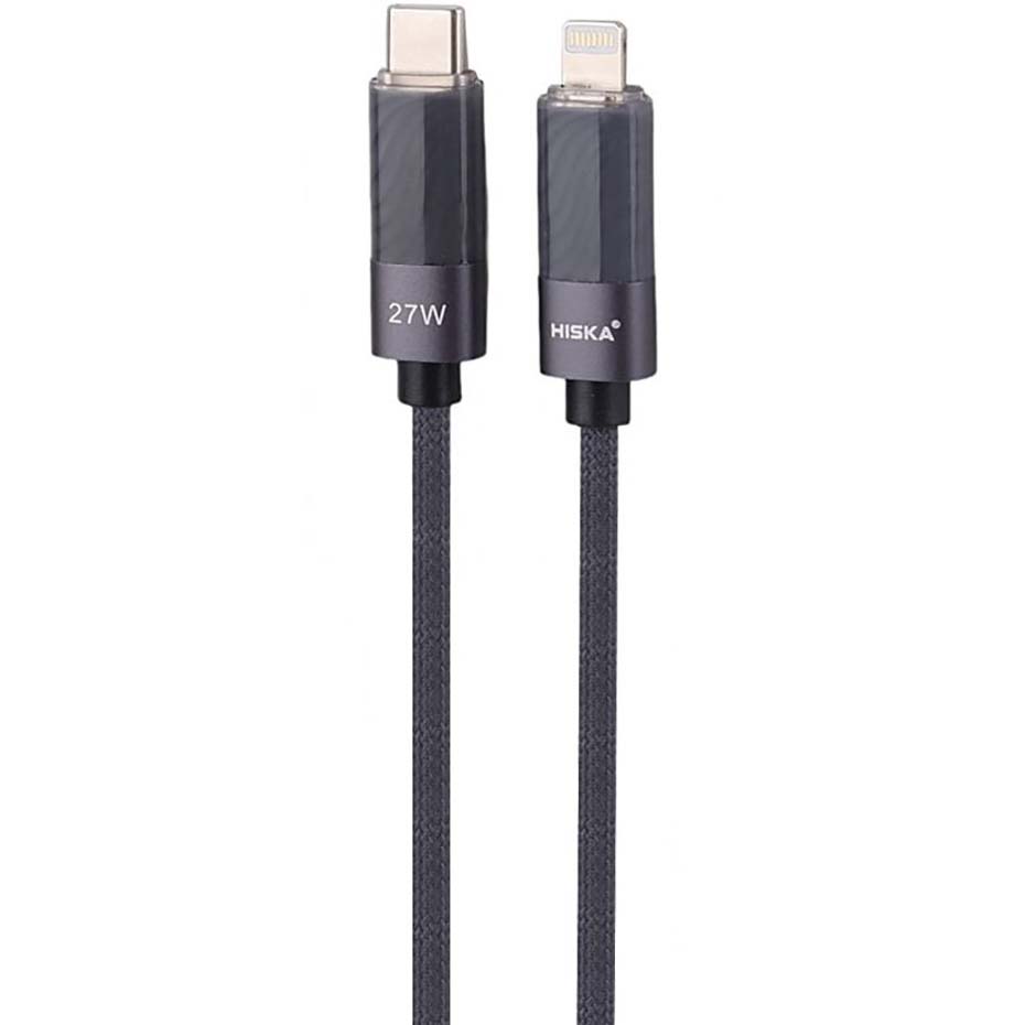 ابعاد کابل شارژ تایپ سی به لایتنینگ هیسکا مدل HISKA LX-821CL USB-C to Lightning 27W