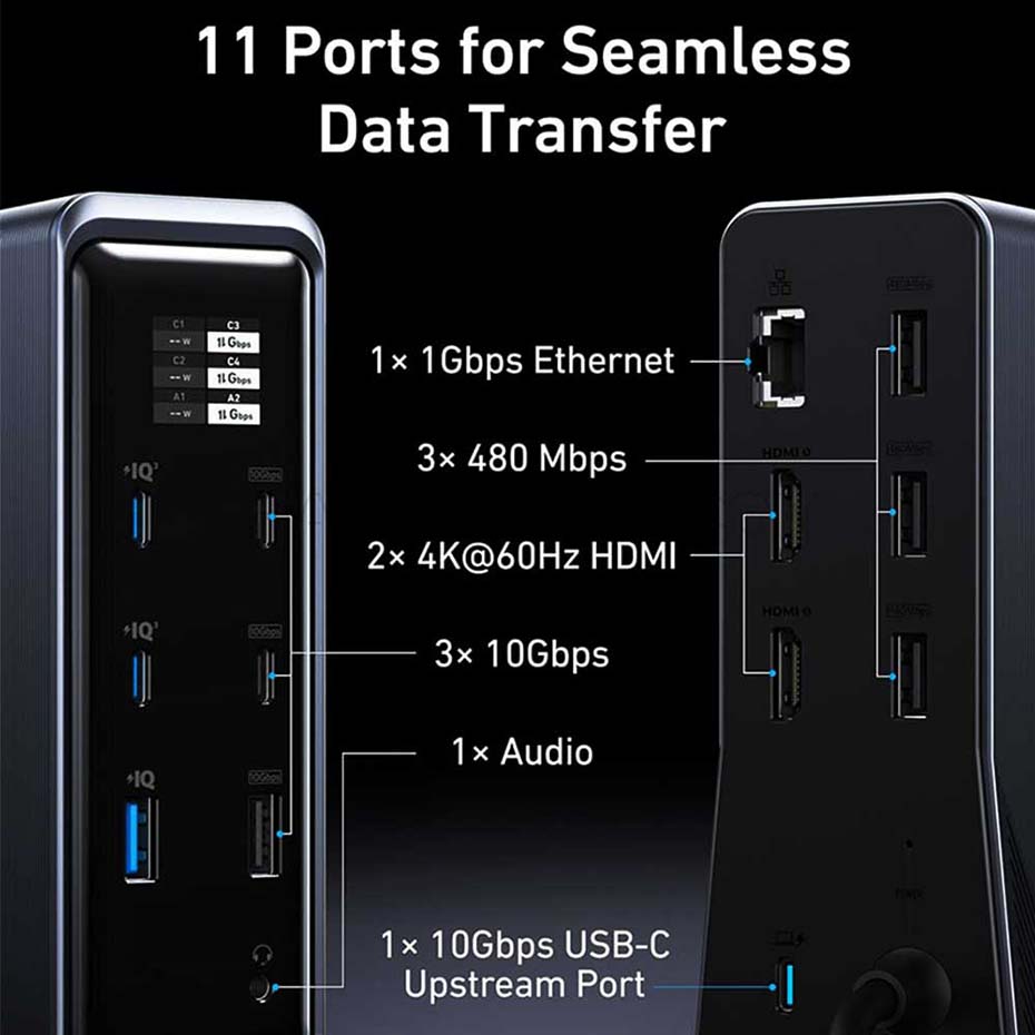 مشخصات شارژر رومیزی انکر مدل ANKER A83B63A1 14-in-1 PD 160W مشکی