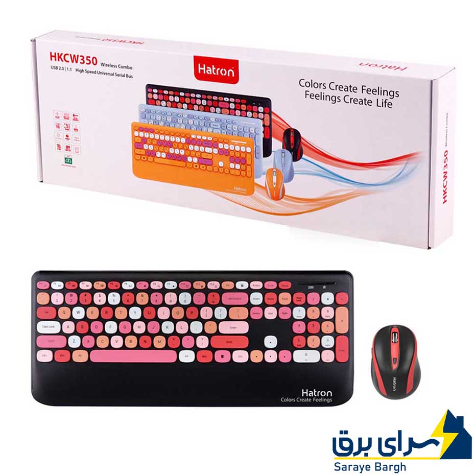 خرید کیبورد ماوس بی سیم هترون مدل hatron HKCW350